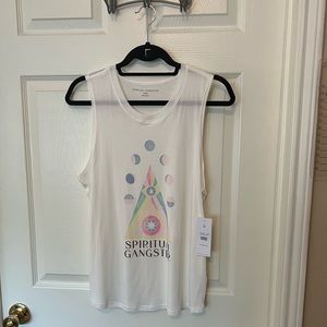 Spiritual Gangster Evil Eye Moon Muscle Tank Top White  & Pastel Size Large